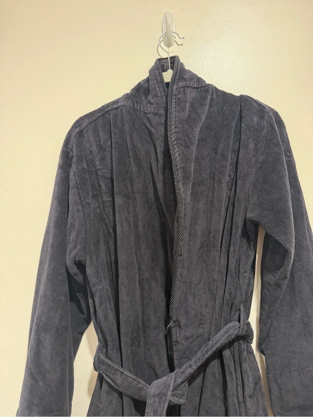 Classic Elements 100% Cotton Robe Black Belted Long Bathrobe Size Medium